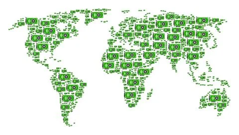World Map Mosaic of Video Gpu Card Items Stock Illustration