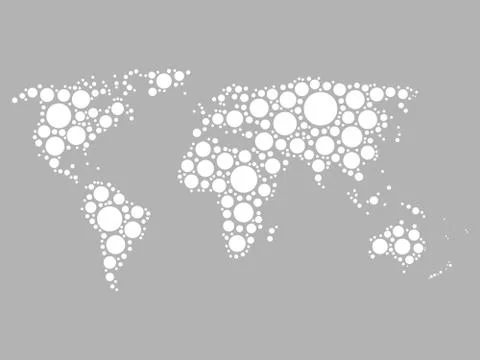 World map mosaic of white dots Stock Illustration