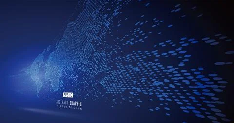World map in motion consisting of countless dots, vector illustration. Illustrazione stock