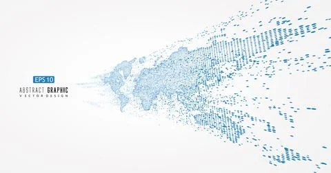 World map in motion consisting of countless dots, vector illustration. Stock Illustration