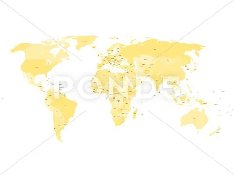 World map with names of sovereign countries and larger dependent ...