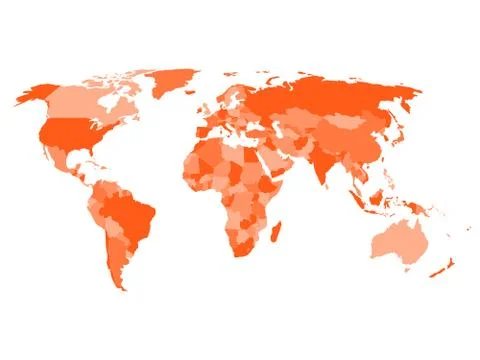 World map with names of sovereign countries and larger dependent territories Stock Illustration