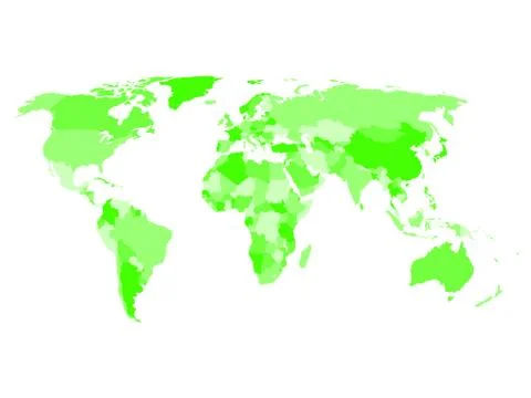 World map with names of sovereign countries and larger dependent territories Stock Illustration