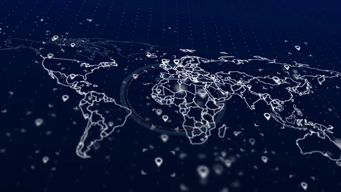 World map with navigation icons. Stock Footage 122592620