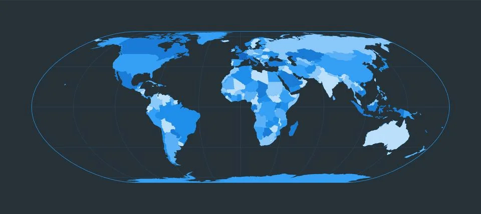 World Map. Nell-Hammer projection. Futuristic world illustration for your i.. Stock Illustration