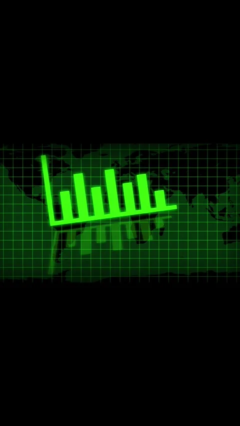 World map with neon green bar chart and line graph grid. Neon green bar cha.. Stock Footage 344840884