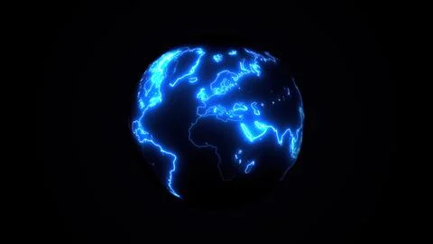 World map neon Stock Illustration