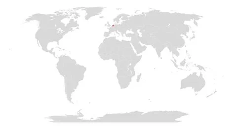 World map with Netherlands highlighted in red Stock Illustration