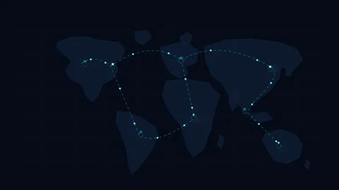 World map network animation with blue glowing dots and connection lines Stock Footage 346544566
