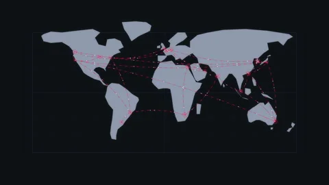 World map network animation showing global internet connection and data Stock Footage 346553998