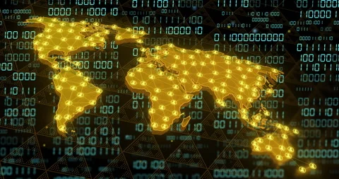 World map with network connections over binary code animation Video stock 306433146