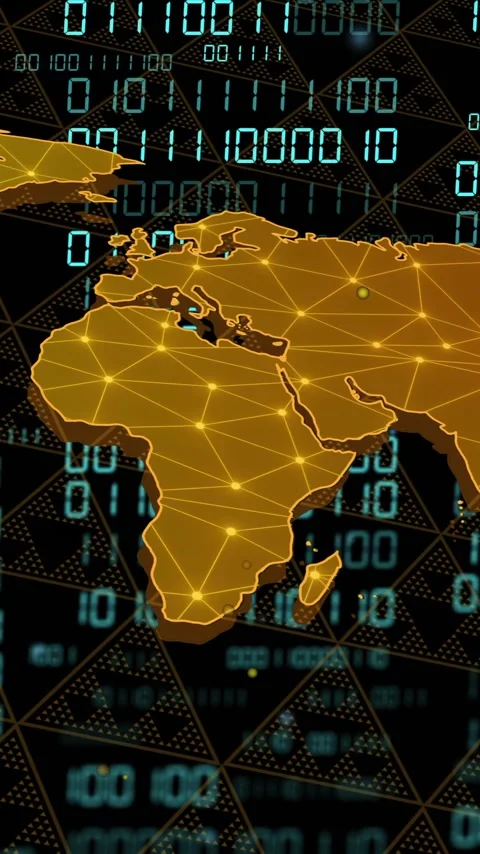 World map with network connections over binary code animation Video stock 343028540
