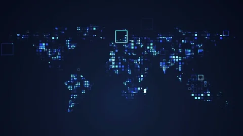 World Map Network Digital Technology Seamless Looping Motion Graphic Stock Footage 105557589
