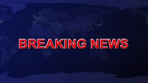 World Map at Night with City Lights and Red Breaking News Text on a Dark Bl.. Stock Footage 332061588