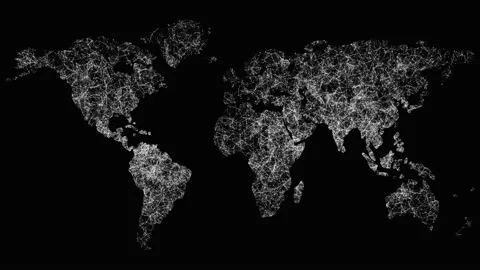 World map with node and line connection, Worldwide business, Global Stock Footage 153031664