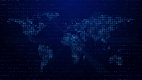World Map with Node and Line Connection Business Navigation Video stock 338420722