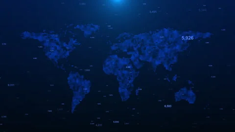 World Map with Node and Line Connection Video Animated Background Stock Footage 345293410