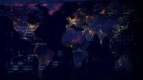 World map with numbers 0 and binary 1 in the background. The concept of Vídeo Stock 150361661