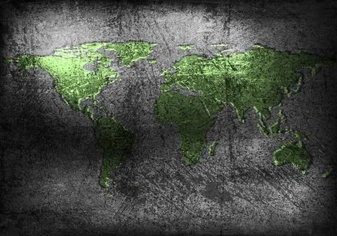 World map on old gray wall. Vector illustration eps 10 World map on old gr... Stock Photos