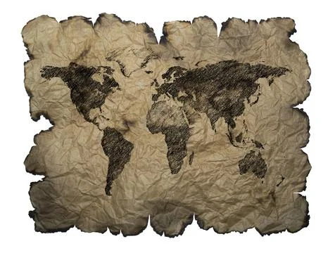 World map on old parchment Stock Illustration