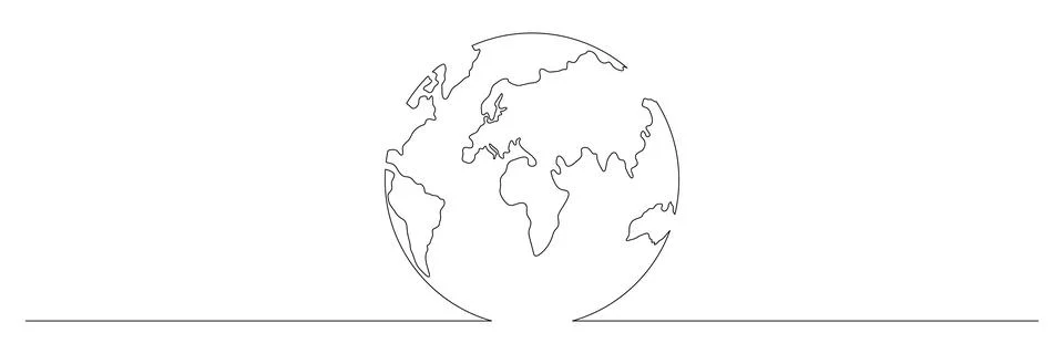 World map one line art. Stock Illustration
