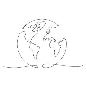 World map one line art. Stock Illustration