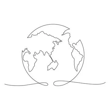World map one line art. Stock Illustration