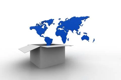 World map in an open box Illustrazione stock gratuita