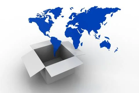 World map in an open box Free Stock Illustration