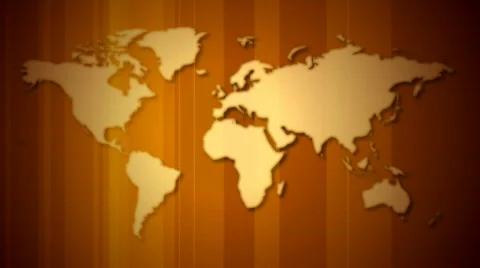 World map orange with lines loop Видео 636717