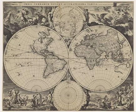 World map; Orbis Terrarum Nova et accuratissima tabula. World map with the... Foto stock