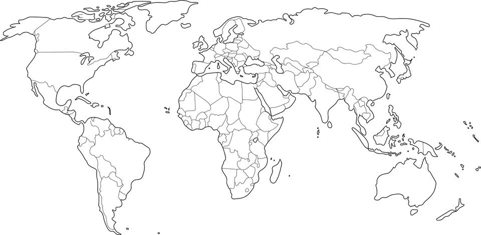 World map outline Stock Illustration