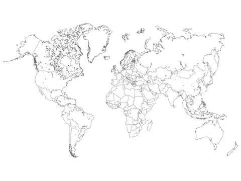 World map outline illustration Stock Illustration