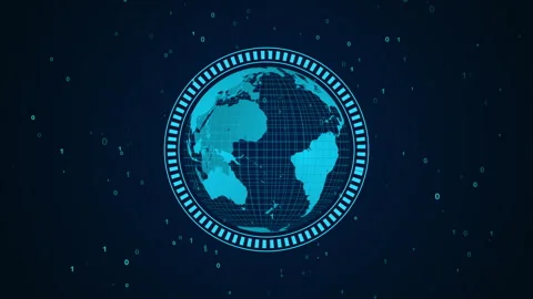 World Map with Padlock Cyber Security Video Animated Background Stock Footage 345291463