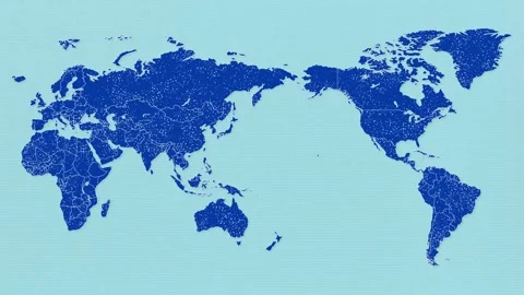 World map on paper background: blue (asia centered) 動画素材 310595711