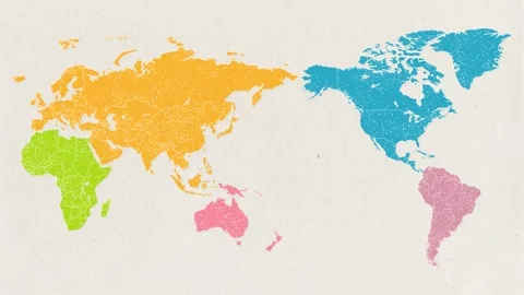 World map on paper background: colorful (asia centered) 動画素材 310595708