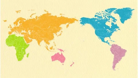 World map on paper background: colorful (asia centered) 動画素材 310595752