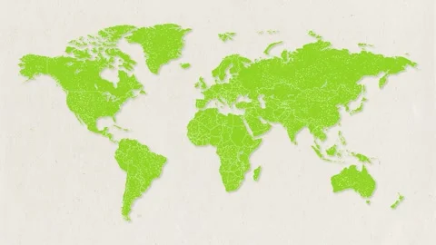 World map on paper background: green 動画素材 310595042
