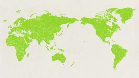World map on paper background: green (asia centered) 動画素材 310595709