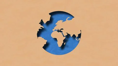 World Map Paper Cut Out Vector Illustration Stock Illustration