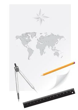 World map on paper Stock Illustration