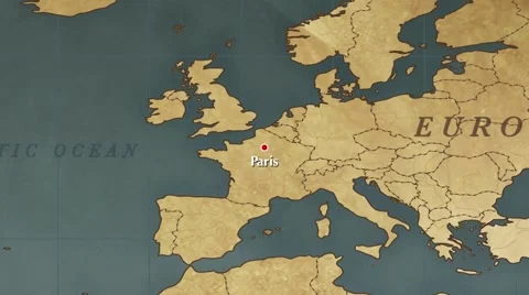 World Map Paris City Point Zoom In Stock Footage 41301379