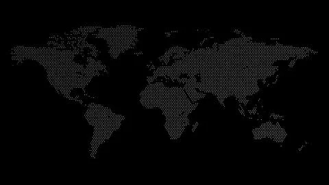 World map from particles, dots. Digital planet Earth. Illustrazione stock