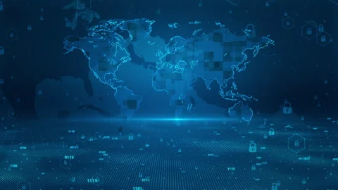 World Map Password Security Digital Business Technology Background Stock Footage 339044235