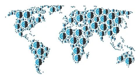 World Map Pattern of Android Robotics Items 스톡 일러스트