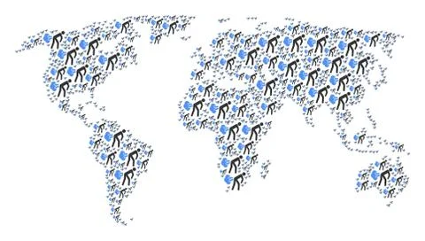 World Map Pattern of Fart Gases Icons Stock Illustration