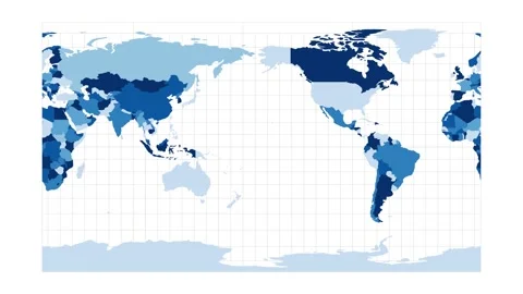 World Map. Patterson cylindrical projection. Loopable rotating map of the wor... Stock Footage 231569873