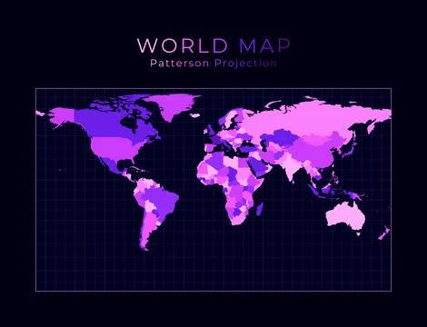 World Map. Patterson cylindrical projection. Digital world illustration. Br.. Illustrazione stock