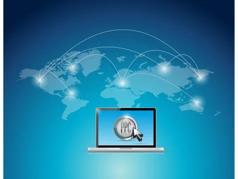 World map pay per click concept illustration Stock Illustration