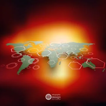 World map in perspective, blurred infographic vector template for business Illustrazione stock